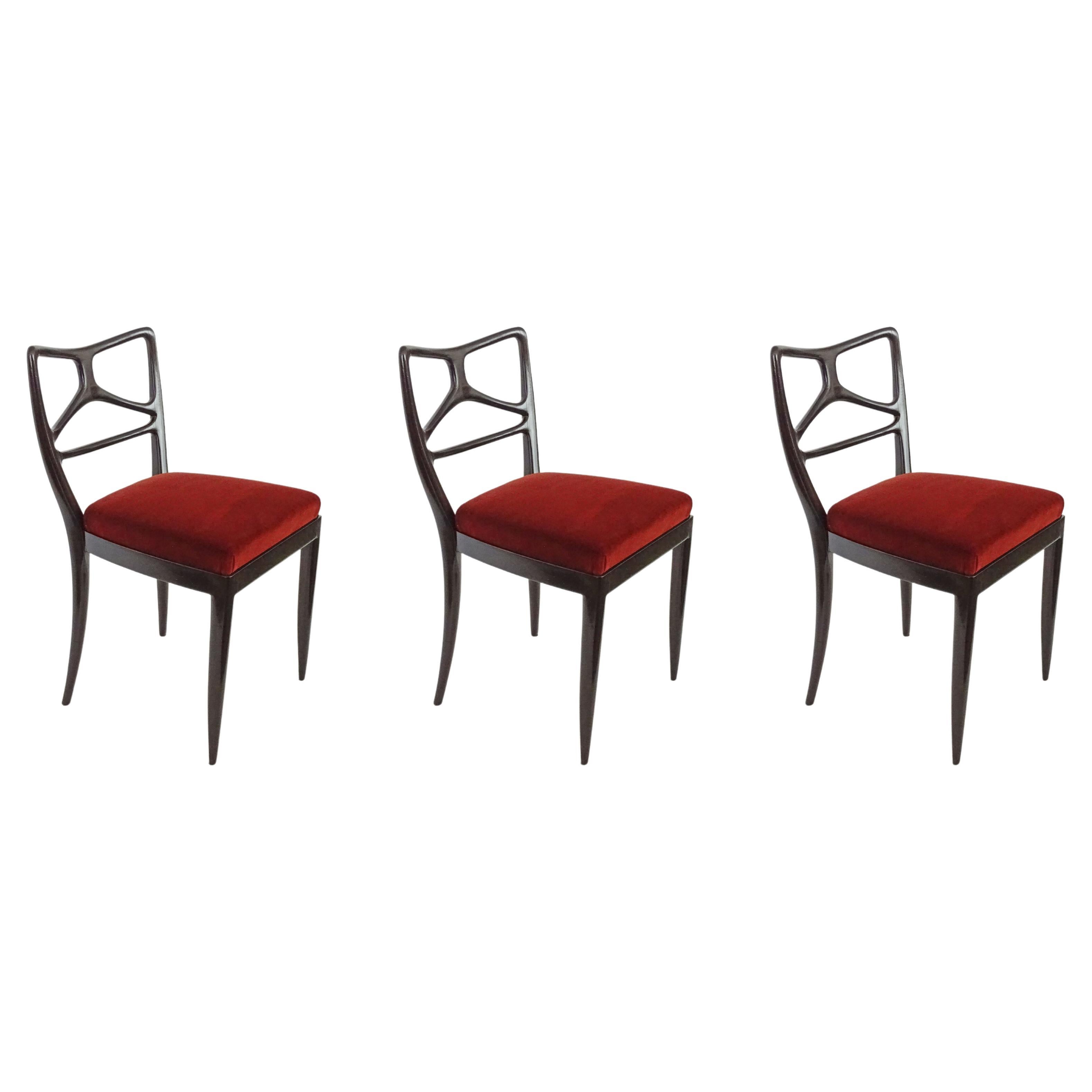 Enrico Ciuti Set of Three Chairs, Italy 1940s For Sale