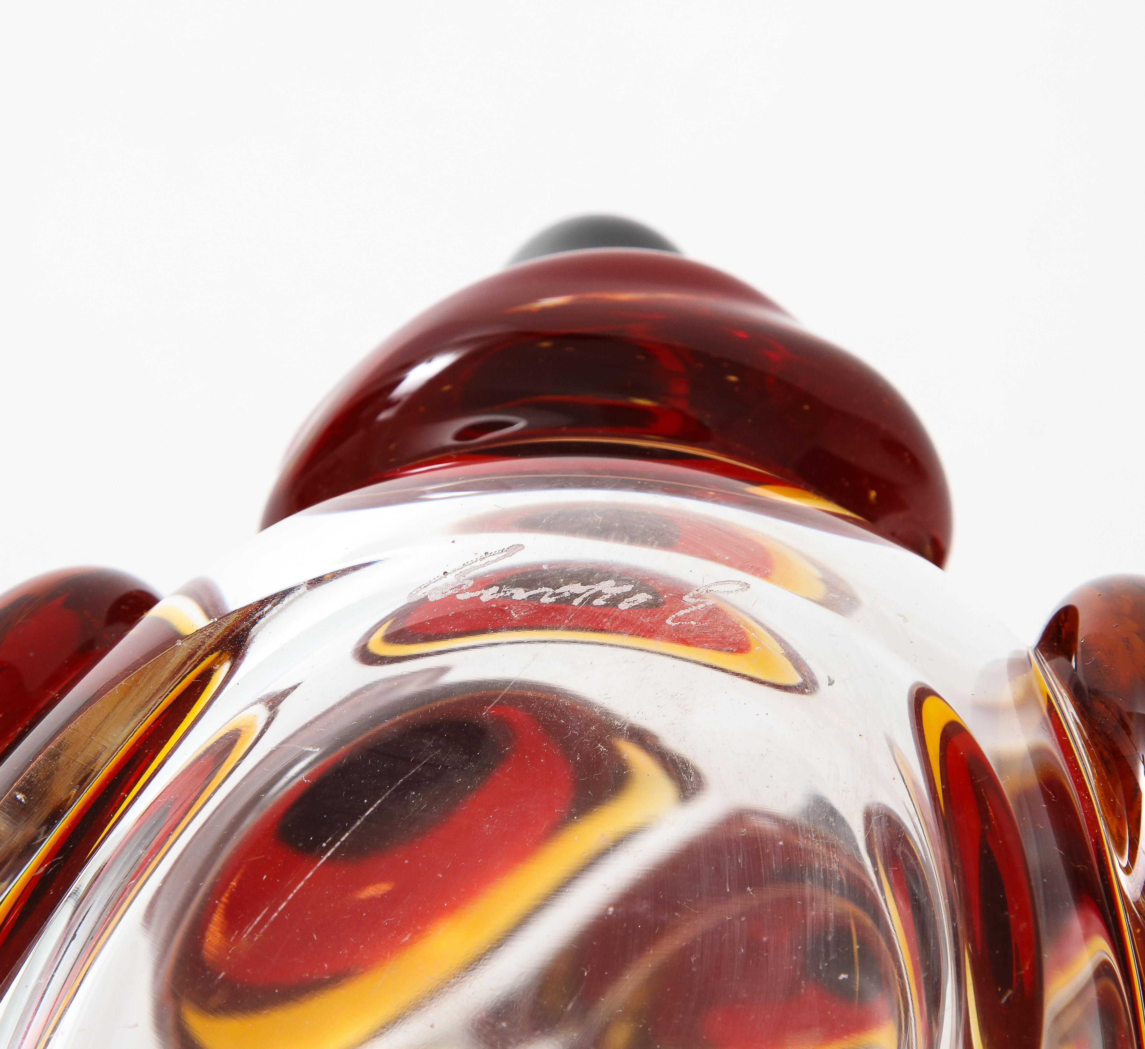 Enrico Commozzo Murano Art Glass Vase For Sale 3