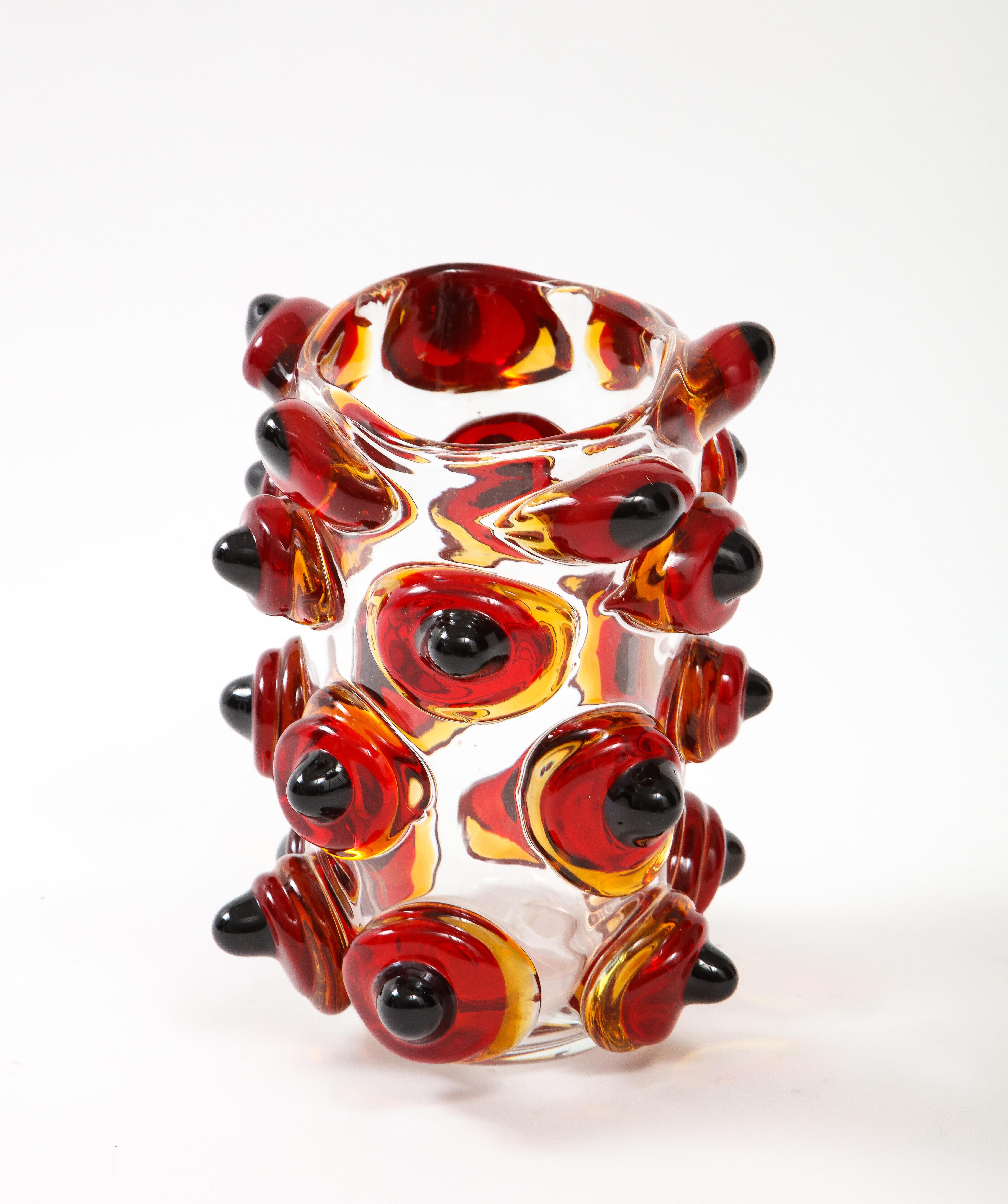 Enrico Commozzo Murano Art Glass Vase In Excellent Condition For Sale In New York, NY