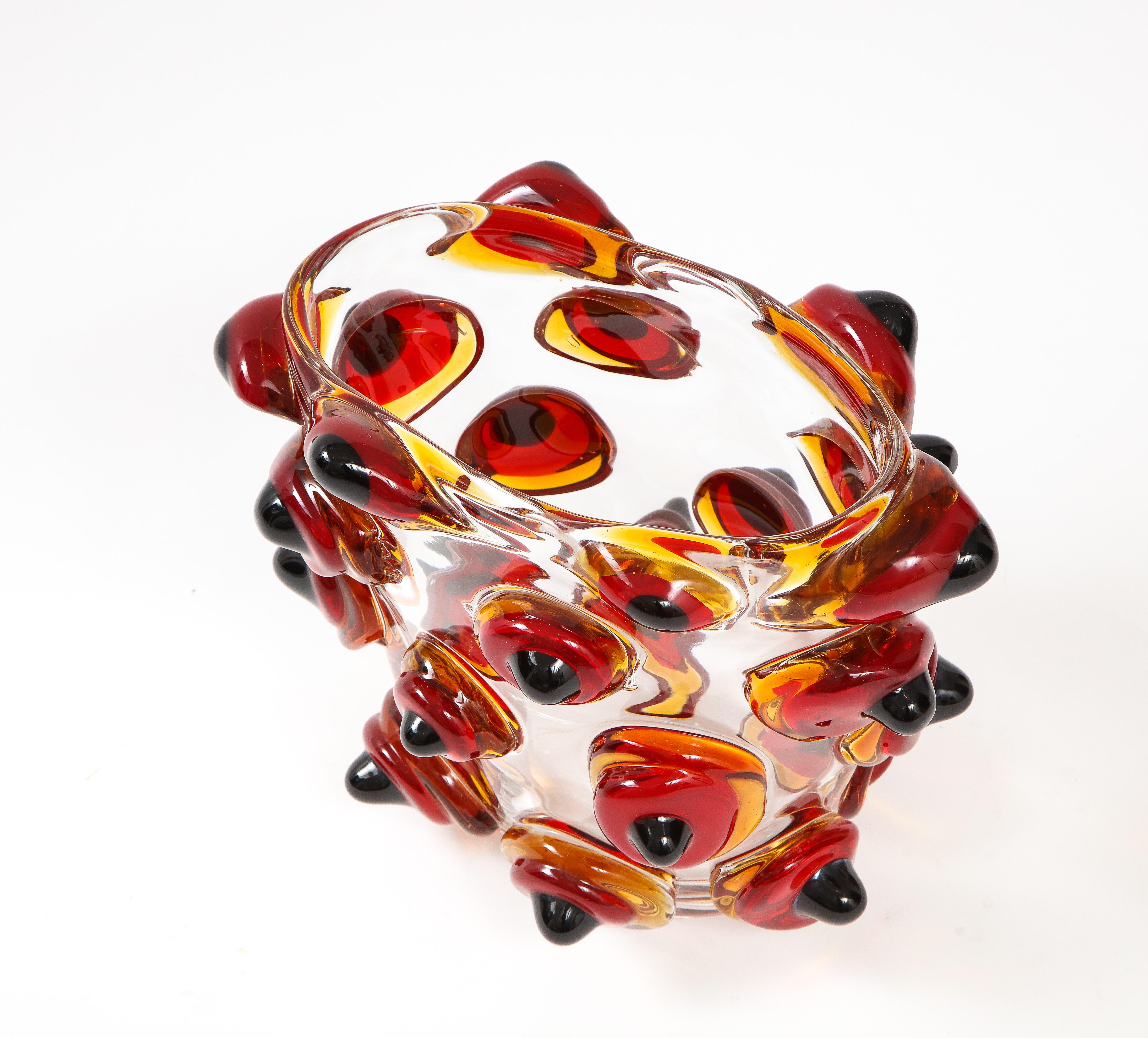 20th Century Enrico Commozzo Murano Art Glass Vase For Sale