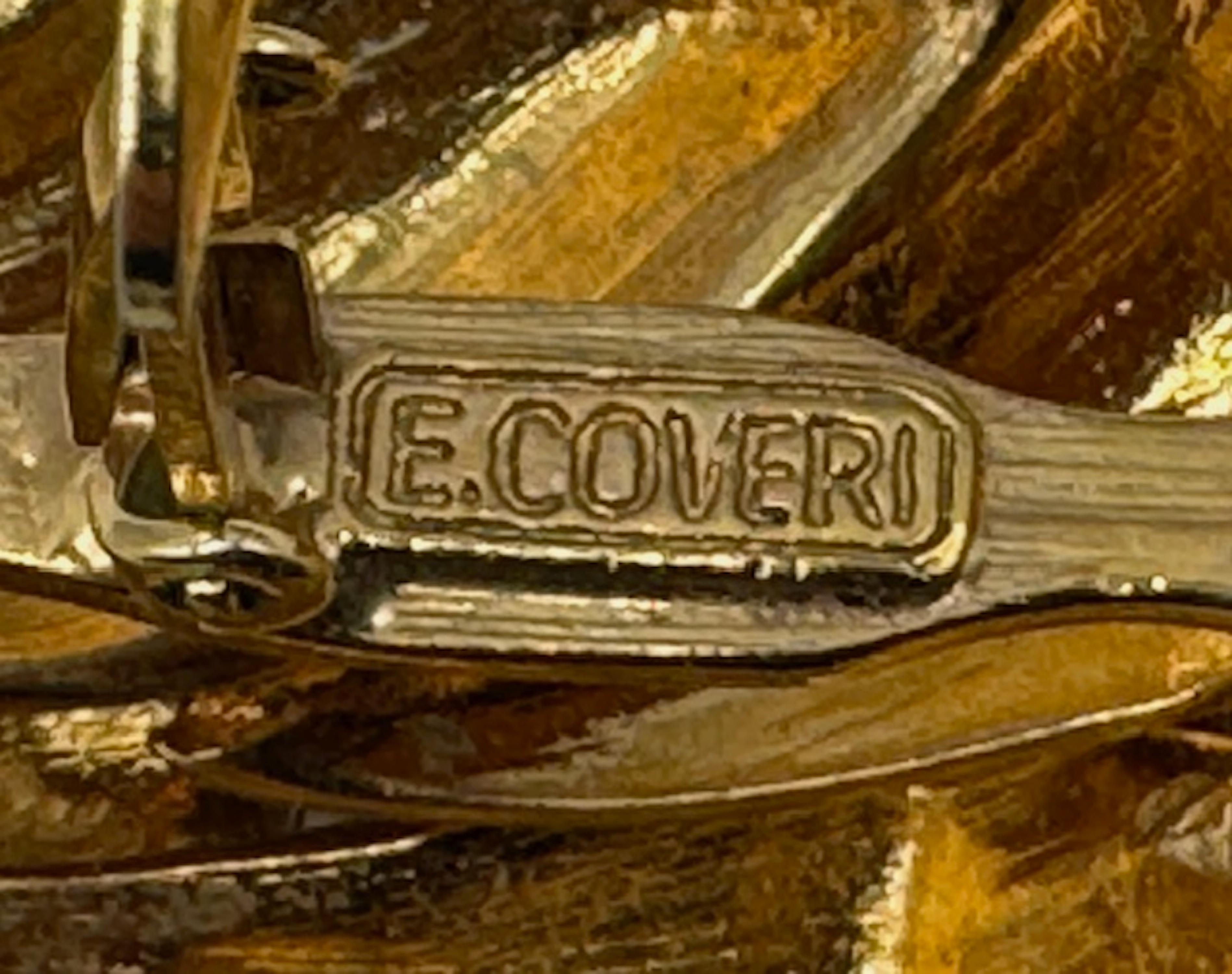 Orecchini scultura Enrico Coveri anni '80 in oro, rosso e verde con strass in vendita 11