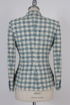 Enrico Coveri Blue White Wool Boucle Classic Jacket