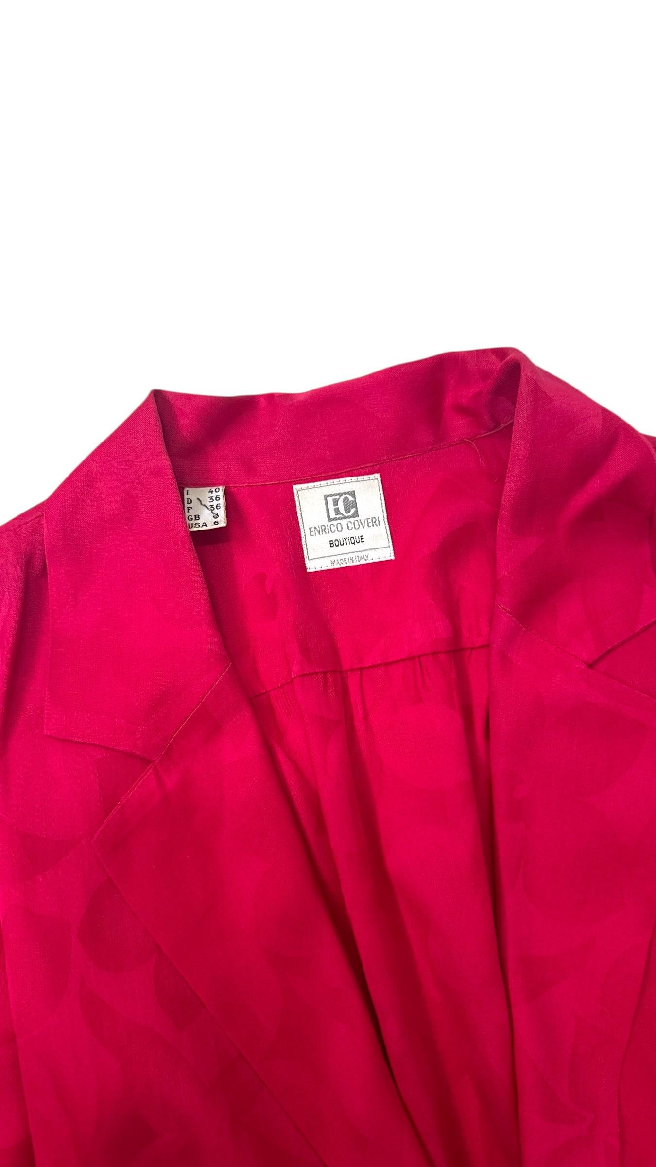 Red Enrico Coveri Boutique Fuchsia Two-Piece Set with Jacquard Finish For Sale