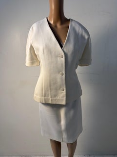 Enrico Coveri Boutique Weißer Minimal Anzug, Italien - 1990er Rock Set IT 42