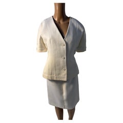 Enrico Coveri Boutique Weißer Minimal Anzug, Italien - 1990er Rock Set IT 42