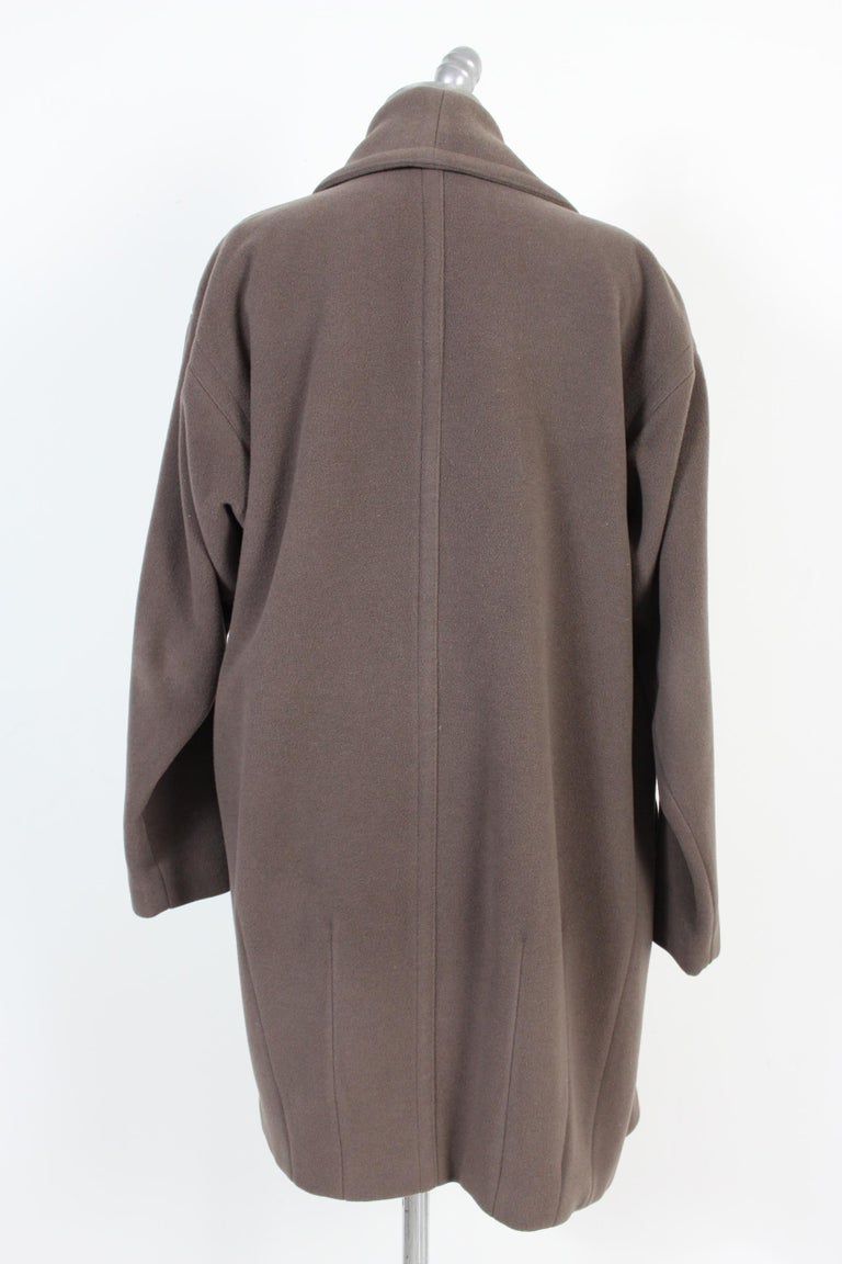 Enrico Coveri Brown Wool Long Hood Oversize Shawl Coat at 1stDibs