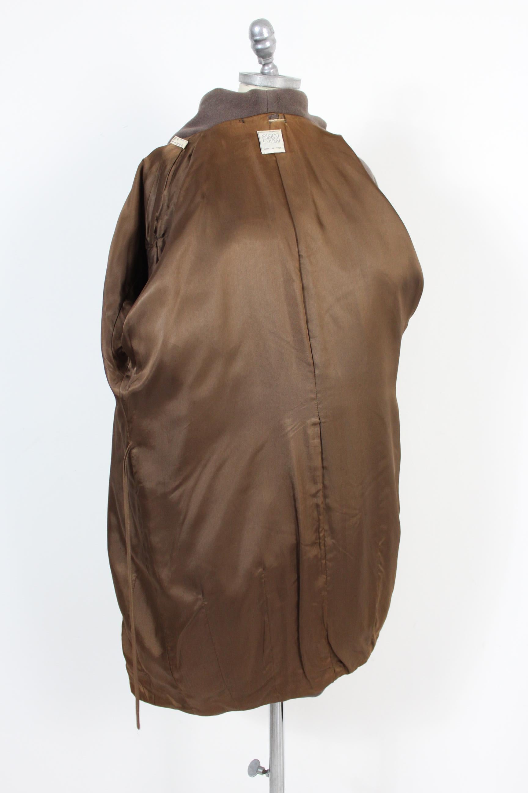 Enrico Coveri Brown Wool Long Hood Oversize Shawl Coat 2