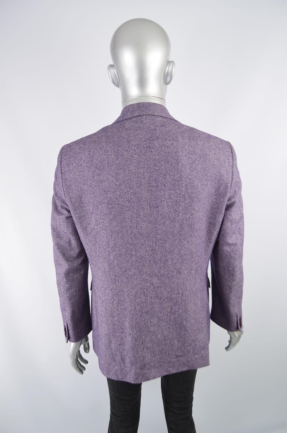 Gray Enrico Coveri Men's Purple Virgin Wool & Cotton Made in Italy Sport Coat IT 50