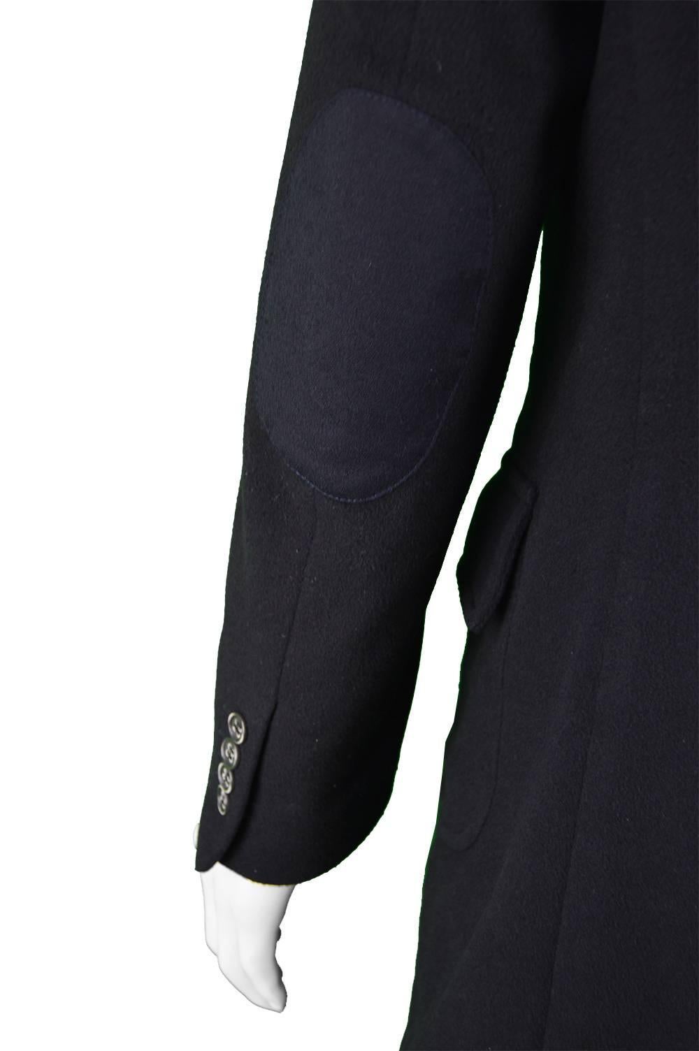Enrico Coveri Men's Vintage 1990s Black Wool & Cashmere Hand Finished Overcoat 2