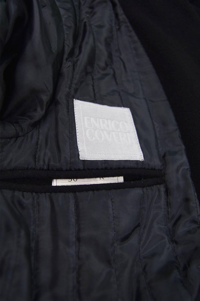 Enrico Coveri Men's Vintage 1990s Black Wool and Cashmere Hand Finished ...