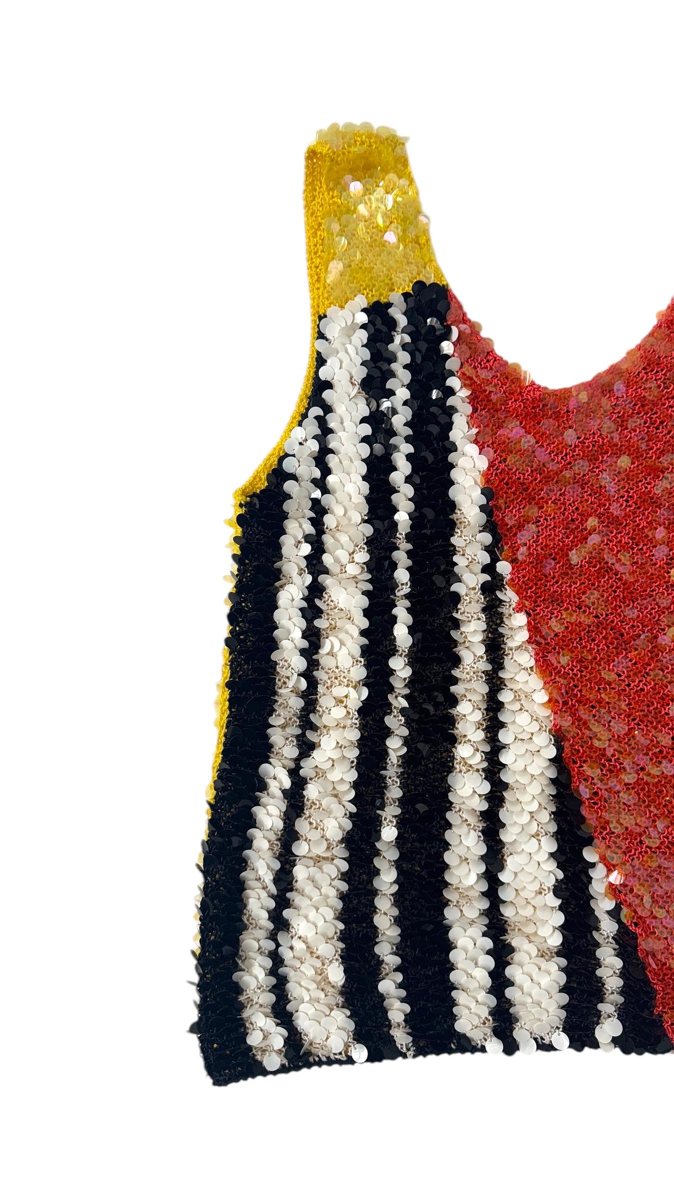 Brown Enrico Coveri Paillettes Multicolor Sequin Top in vendita