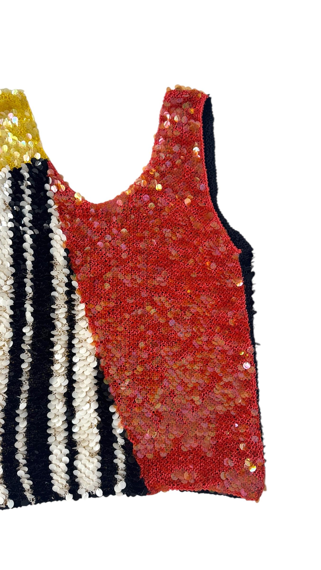 Enrico Coveri Paillettes Multicolor Sequin Top In condizioni ottime in vendita a Milano, IT