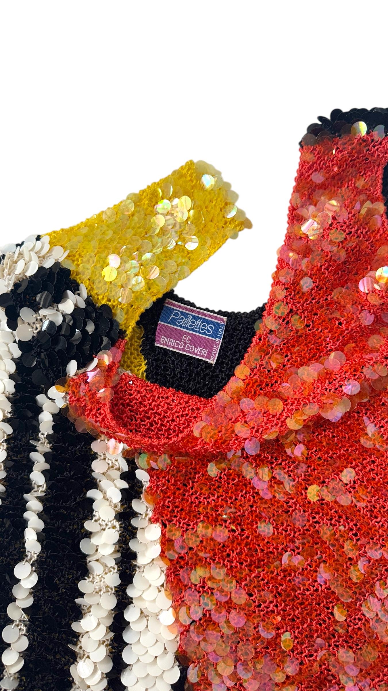 Enrico Coveri Paillettes Multicolor Sequin Top in vendita 3