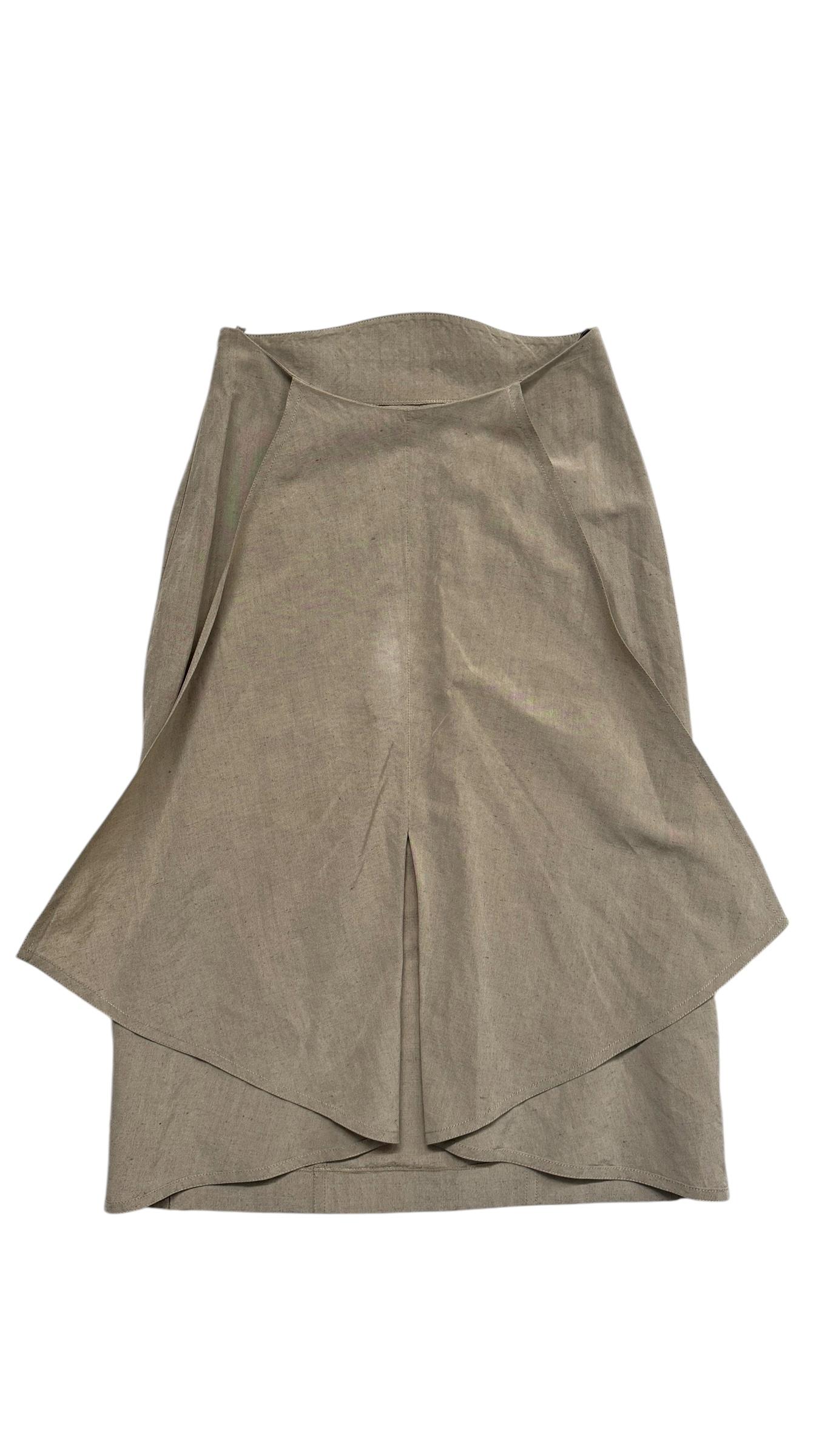 Enrico Coveri Paris Linen & Silk Asymmetric Zip Jacket and Skirt Ensemble For Sale 1