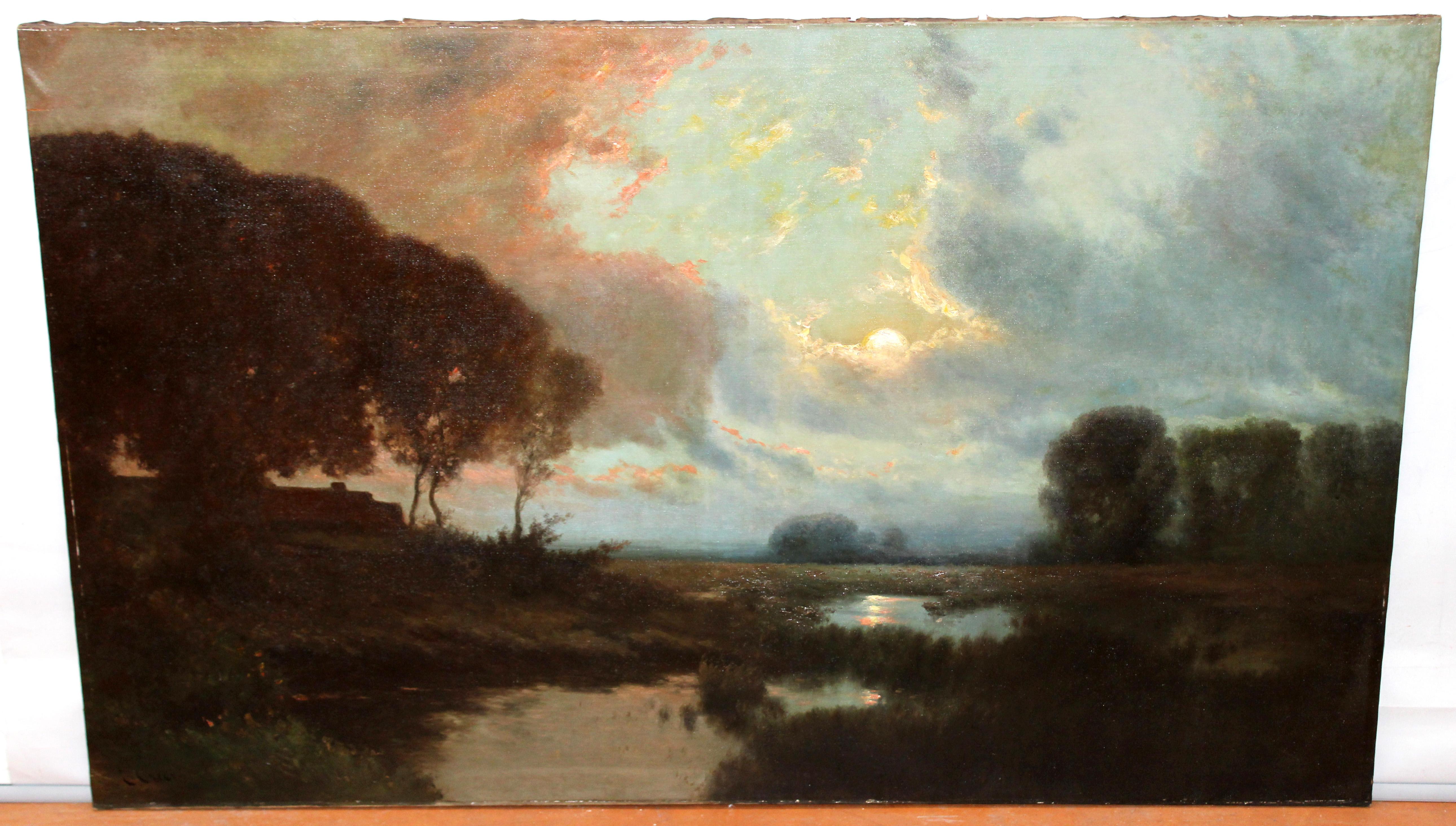 Luz de crepúsculo - Óleo sobre tela - 90 x 145 cm. - Painting by Enrico Creci