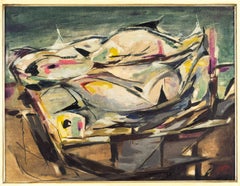 Composition abstraite - Huile sur toile par E. De Tomi - années 1950