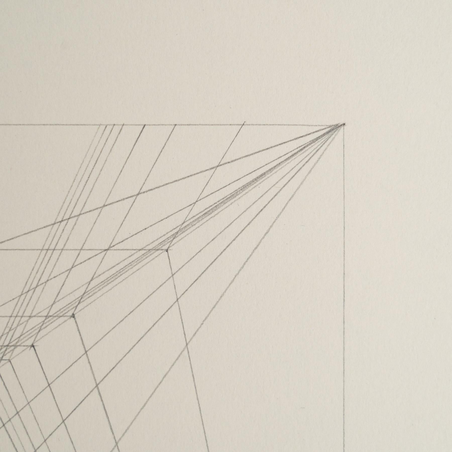 Linen Enrico Della Torre Abstract Geometric Drawing – Signed For Sale