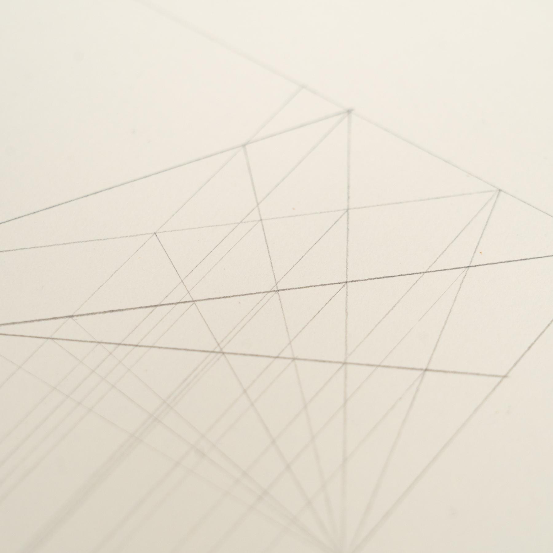 Linen Enrico Della Torre Abstract Geometric Drawing – Signed For Sale
