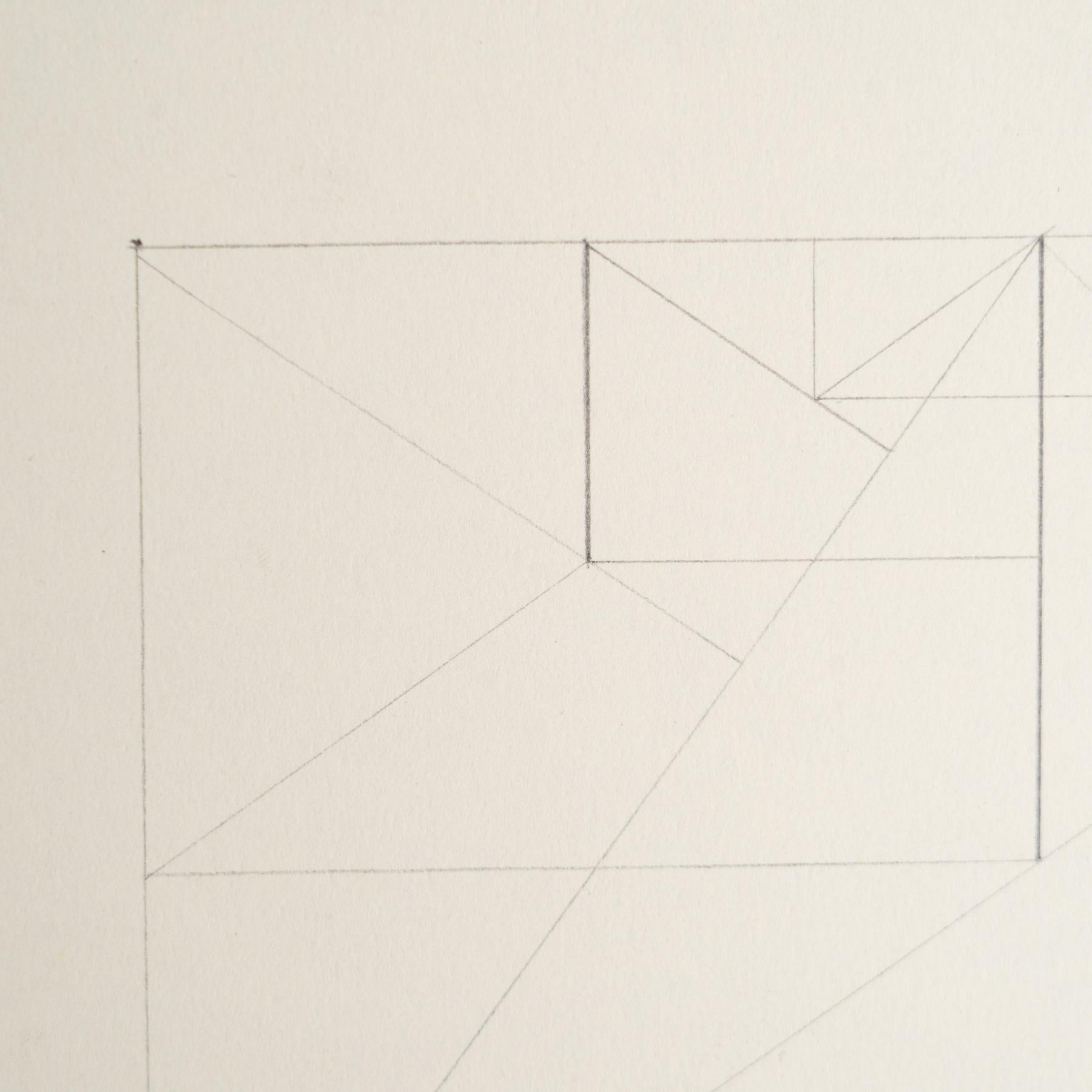 Linen Enrico Della Torre Abstract Geometric Drawing – Signed For Sale