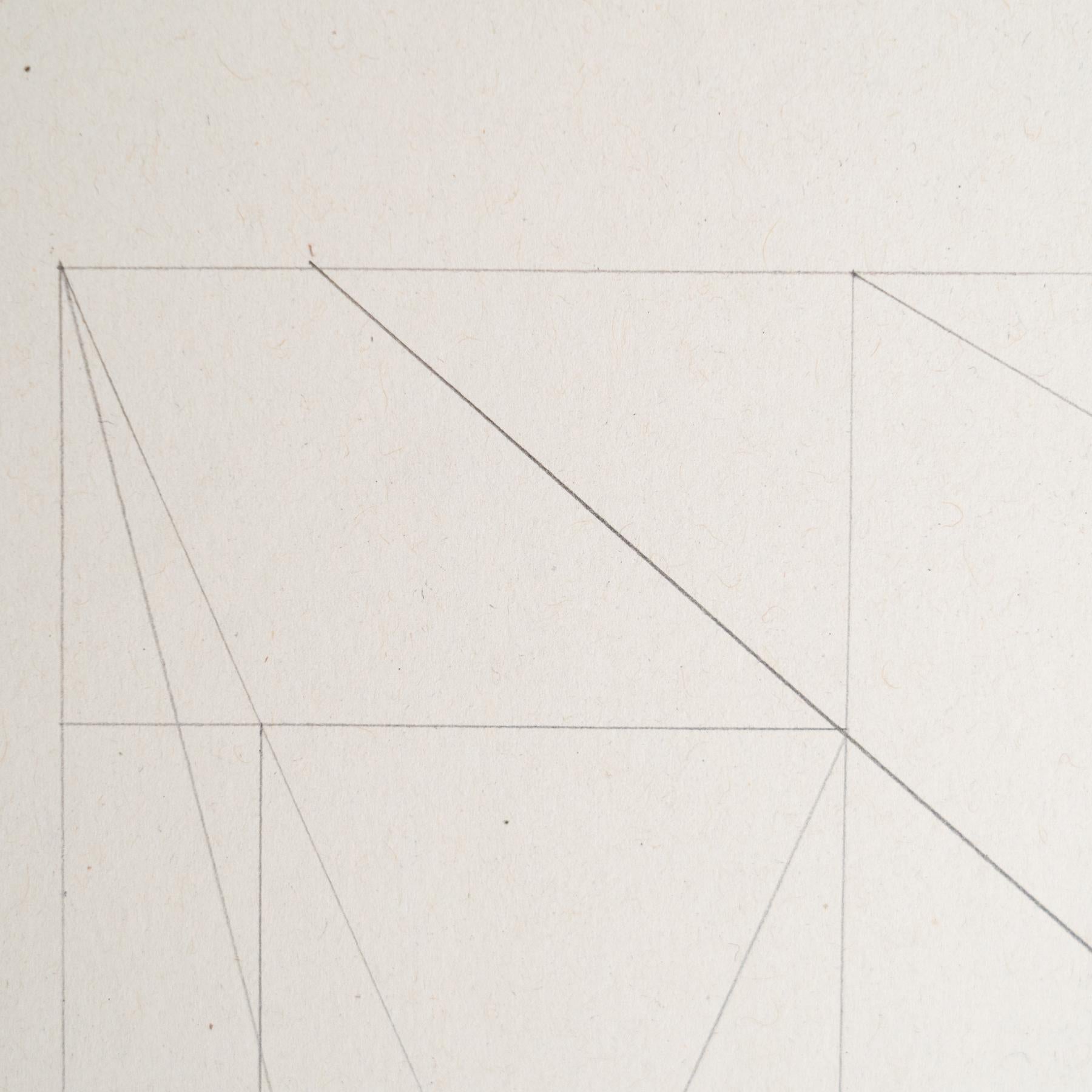 Linen Enrico Della Torre Abstract Geometric Drawing – Signed For Sale