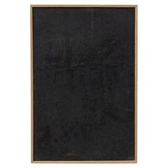 Enrico Della Torre Black Abstract Painting with Wood Frame