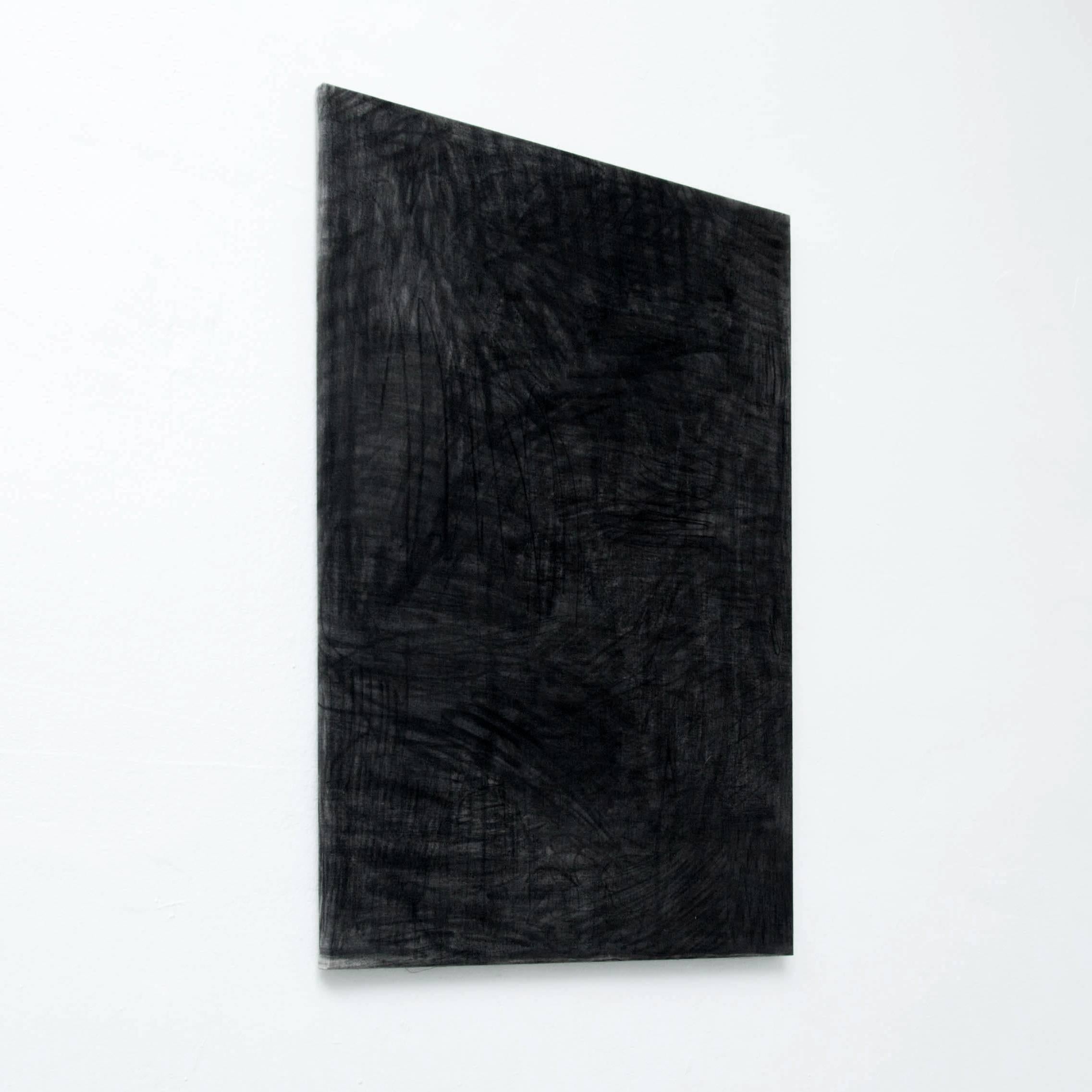 Painting in charcoal on linen made by Enrico Dellatorre.

The expressive vision of Enrico is an exploration of space in the painting, an attempt to bring to the limits its capacity to be occupied with elements. His artworks are born from geometric
