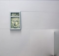 Enrico Embroli, tela scultorea in media mista, ceramica, anni '70, raro dipinto incorniciato