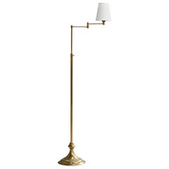 Enrico Furio Dominici Attribution, Stehlampe, Messing, Stoff, Brasilien, 1950er Jahre