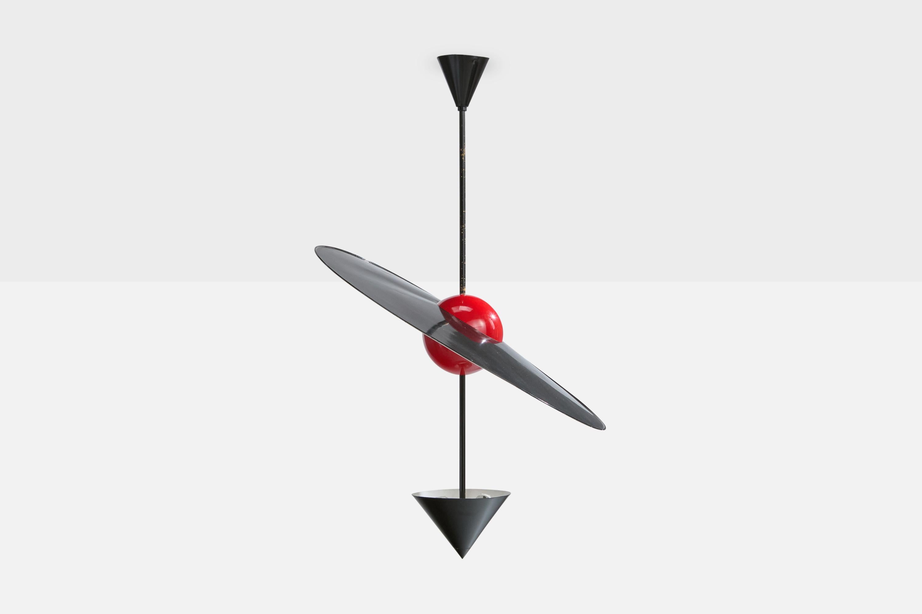 Enrico Furio Dominici, Pendant Light, Metal, Brazil, 1980 In Good Condition For Sale In High Point, NC