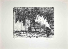 Scalo Ferroviario - Aguafuerte de Enrico Gaudino - 1958