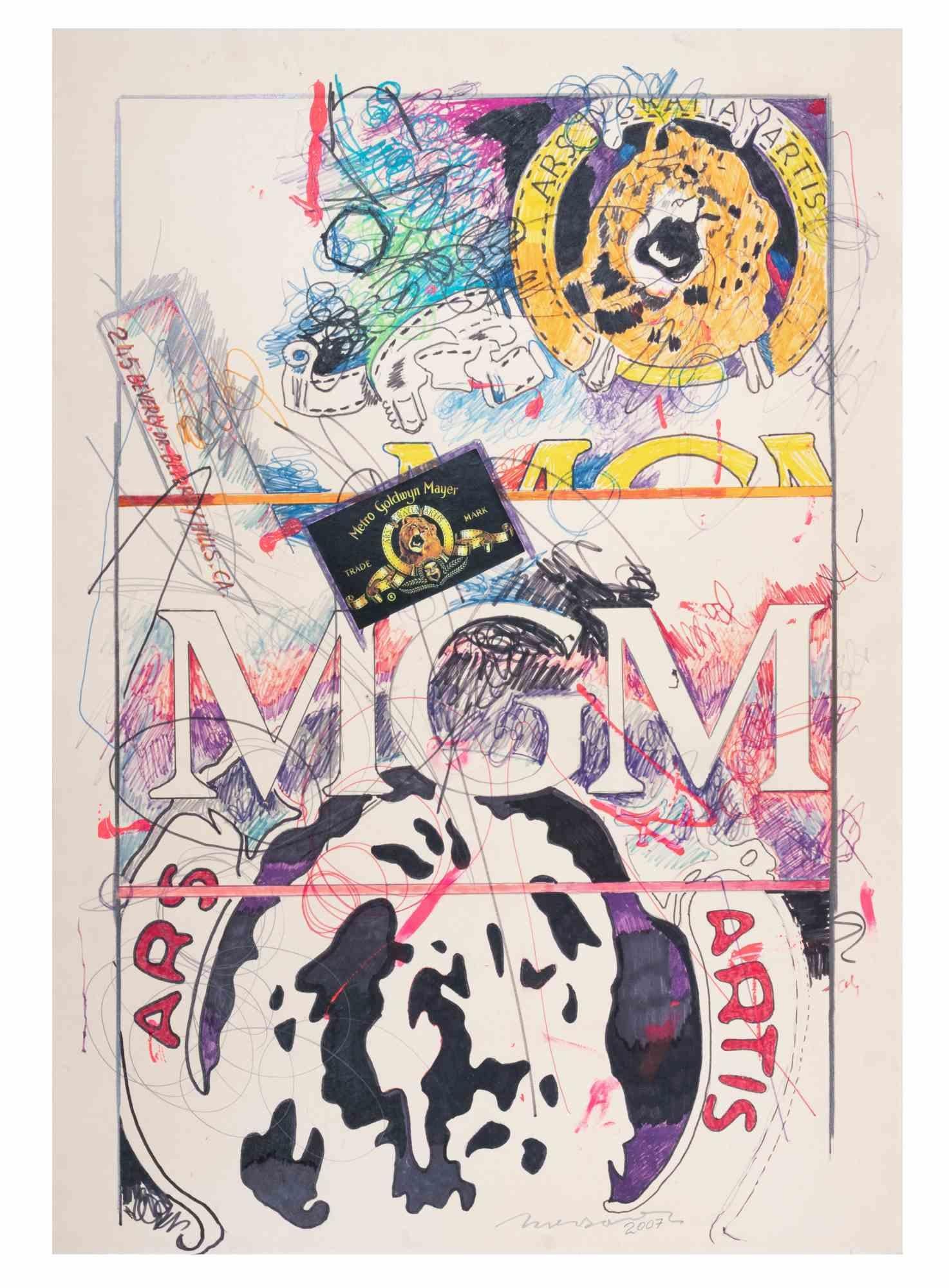 MGM Mixed Media on Paper, Pop Art Style, Signed, 2007, Unframed - Mixed Media Art by Enrico Manera