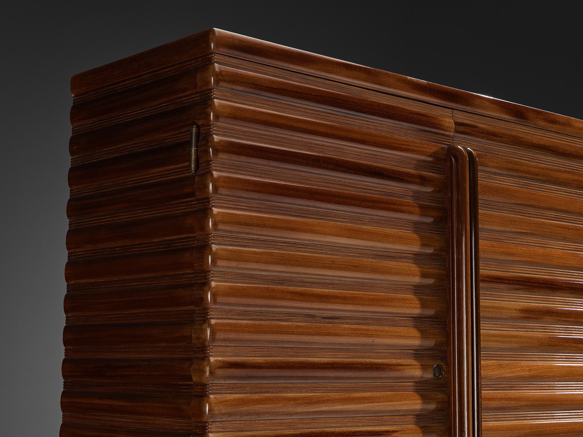 Enrico & Paolo Borghi High Sideboard in Mahogany with Carved Doors For Sale 4