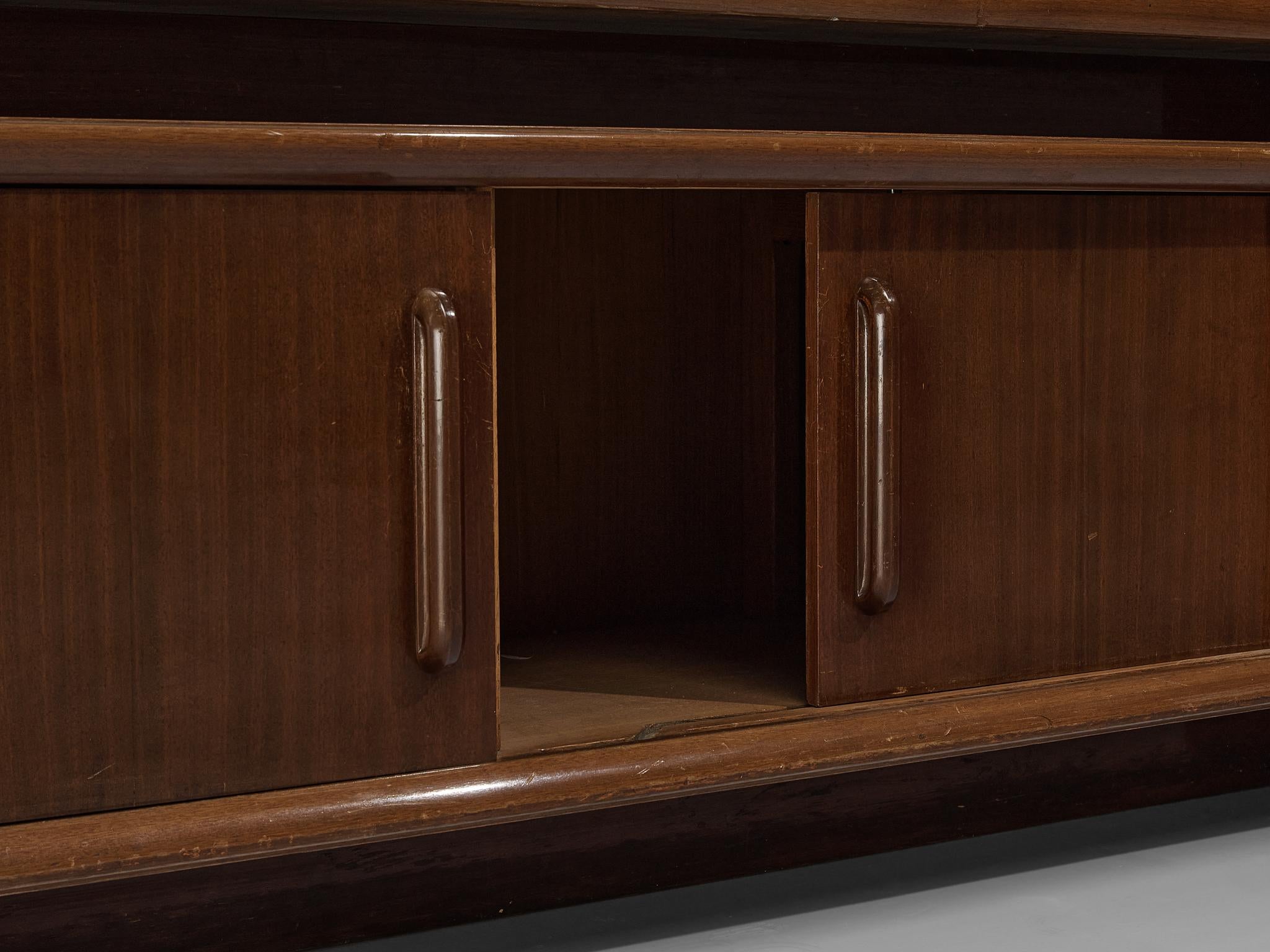 Enrico & Paolo Borghi High Sideboard in Mahogany with Carved Doors  For Sale 5