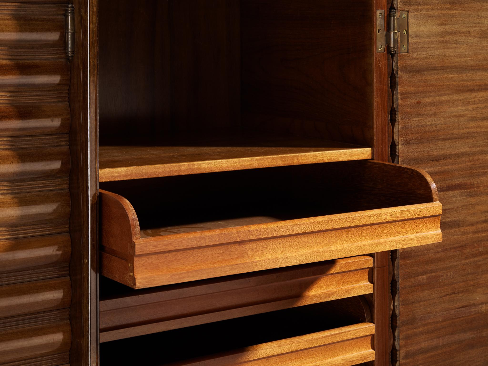 Enrico & Paolo Borghi High Sideboard in Mahogany with Carved Doors For Sale 6
