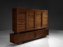 Enrico & Paolo Borghi High Sideboard in Mahogany with Carved Doors