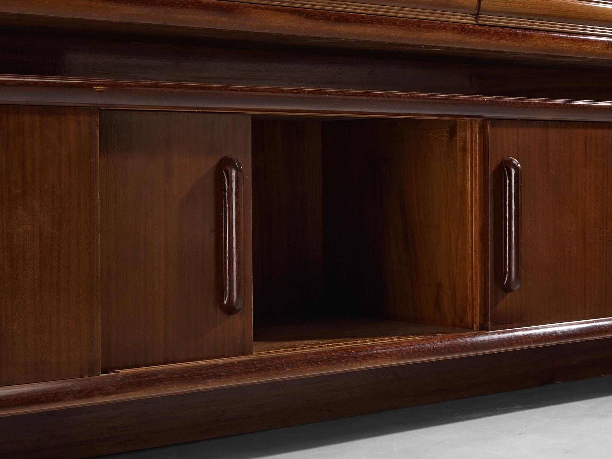 Enrico & Paolo Borghi High Sideboard in Mahogany with Carved Doors For Sale 2