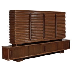 Enrico & Paolo Borghi High Sideboard in Mahogany with Carved Doors