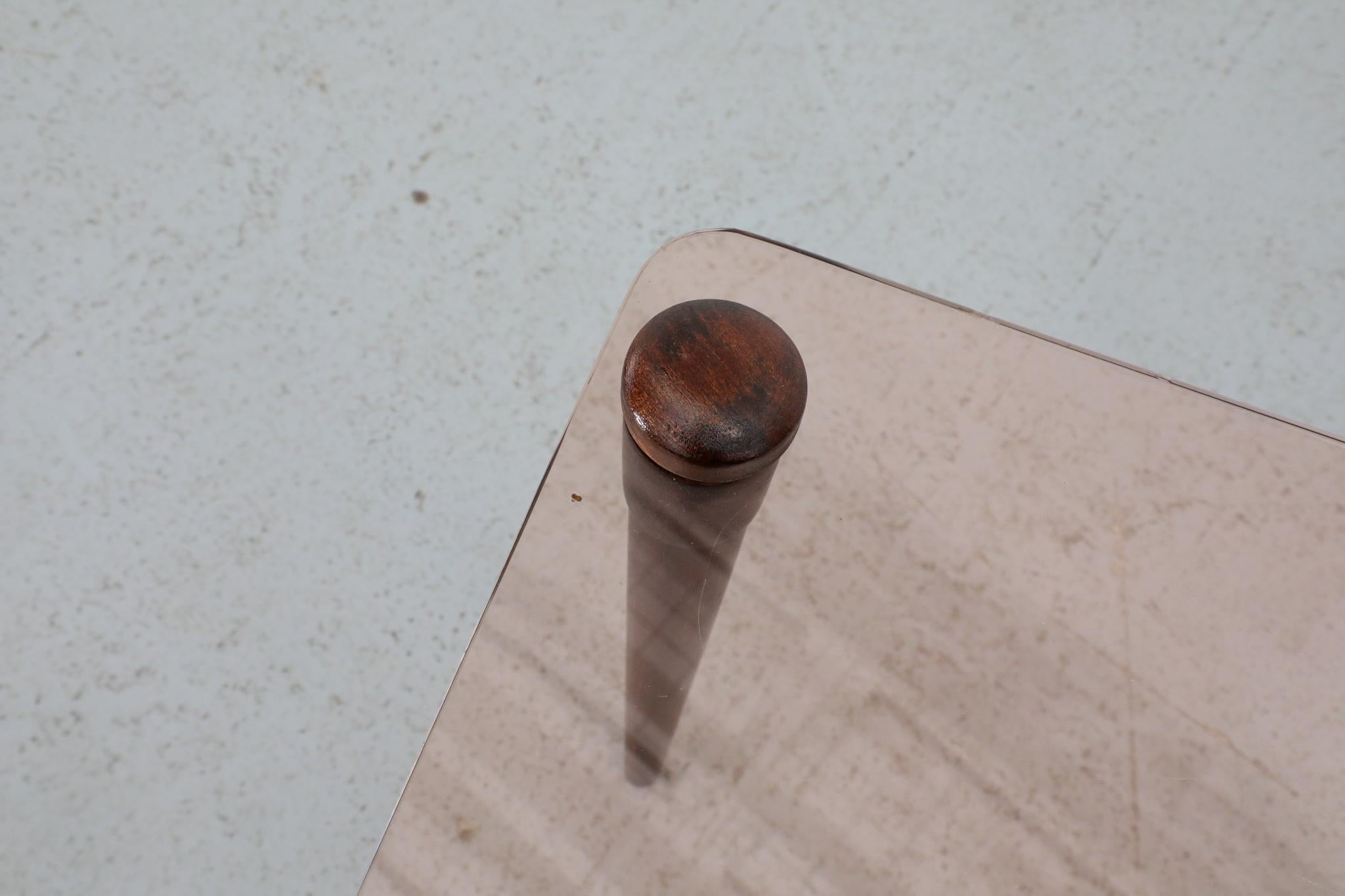 Enrico Paolucci Stil Rose Glas und Holz Beistelltisch 4