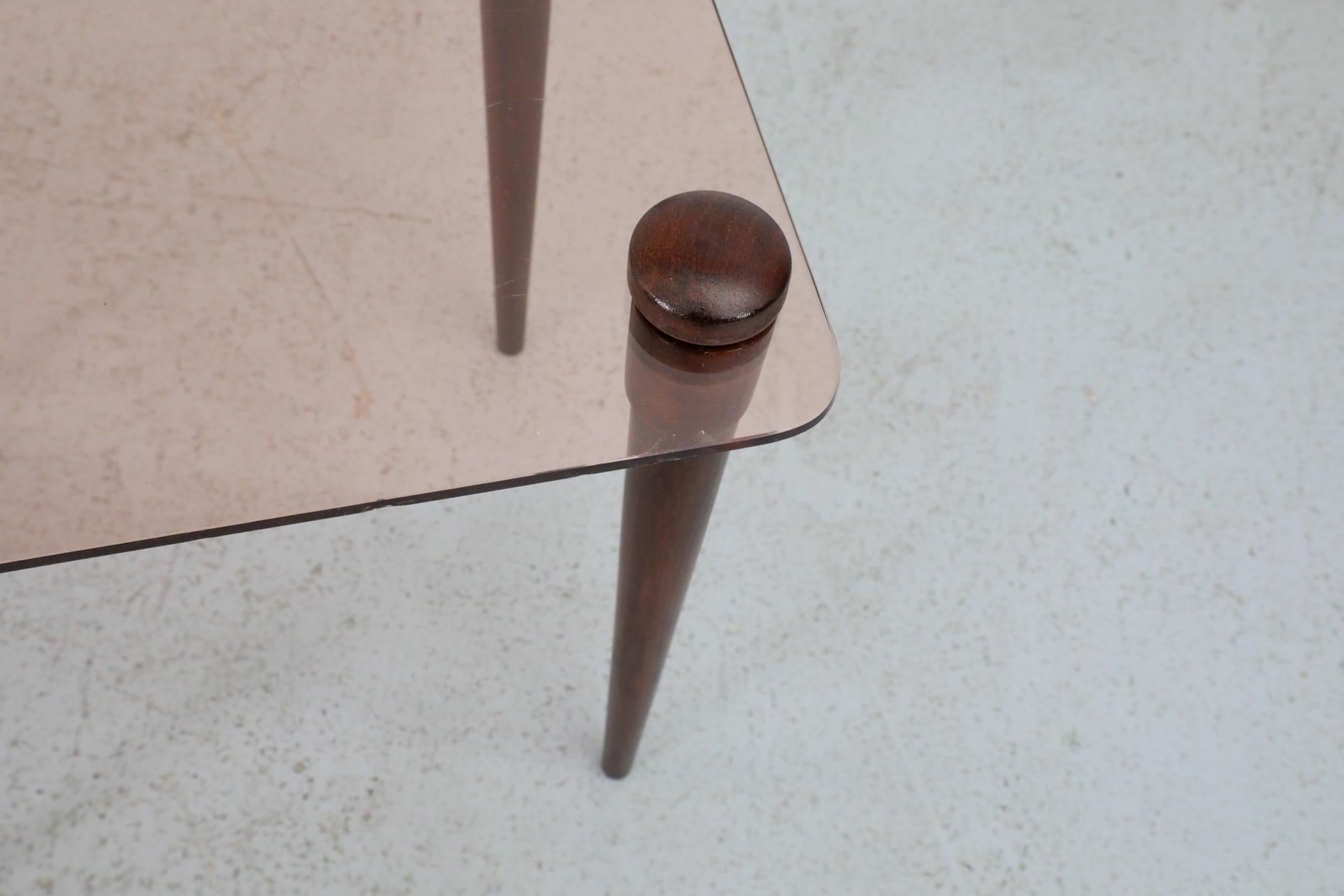 Enrico Paolucci Stil Rose Glas und Holz Beistelltisch 5