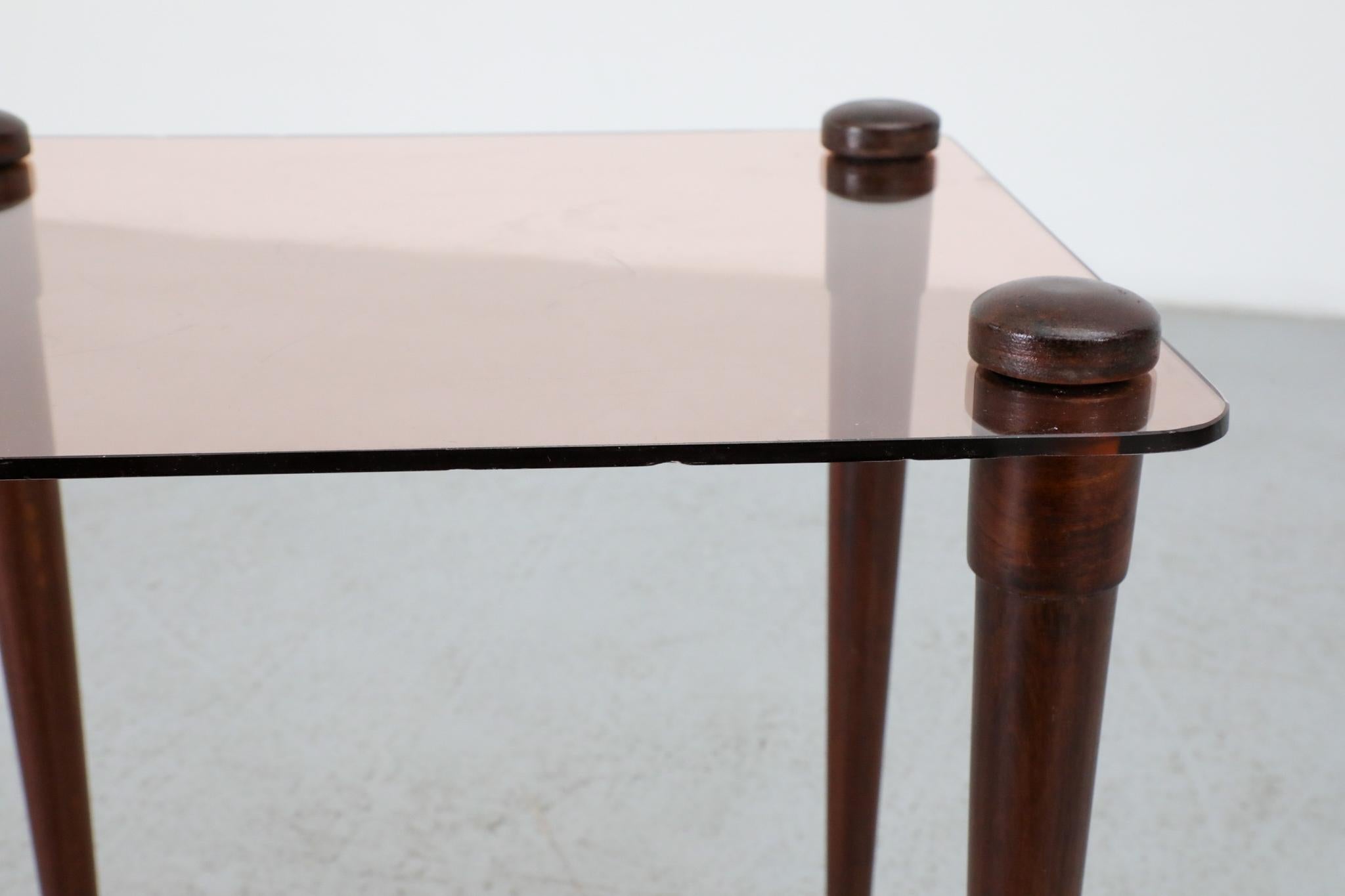 Enrico Paolucci Stil Rose Glas und Holz Beistelltisch 6