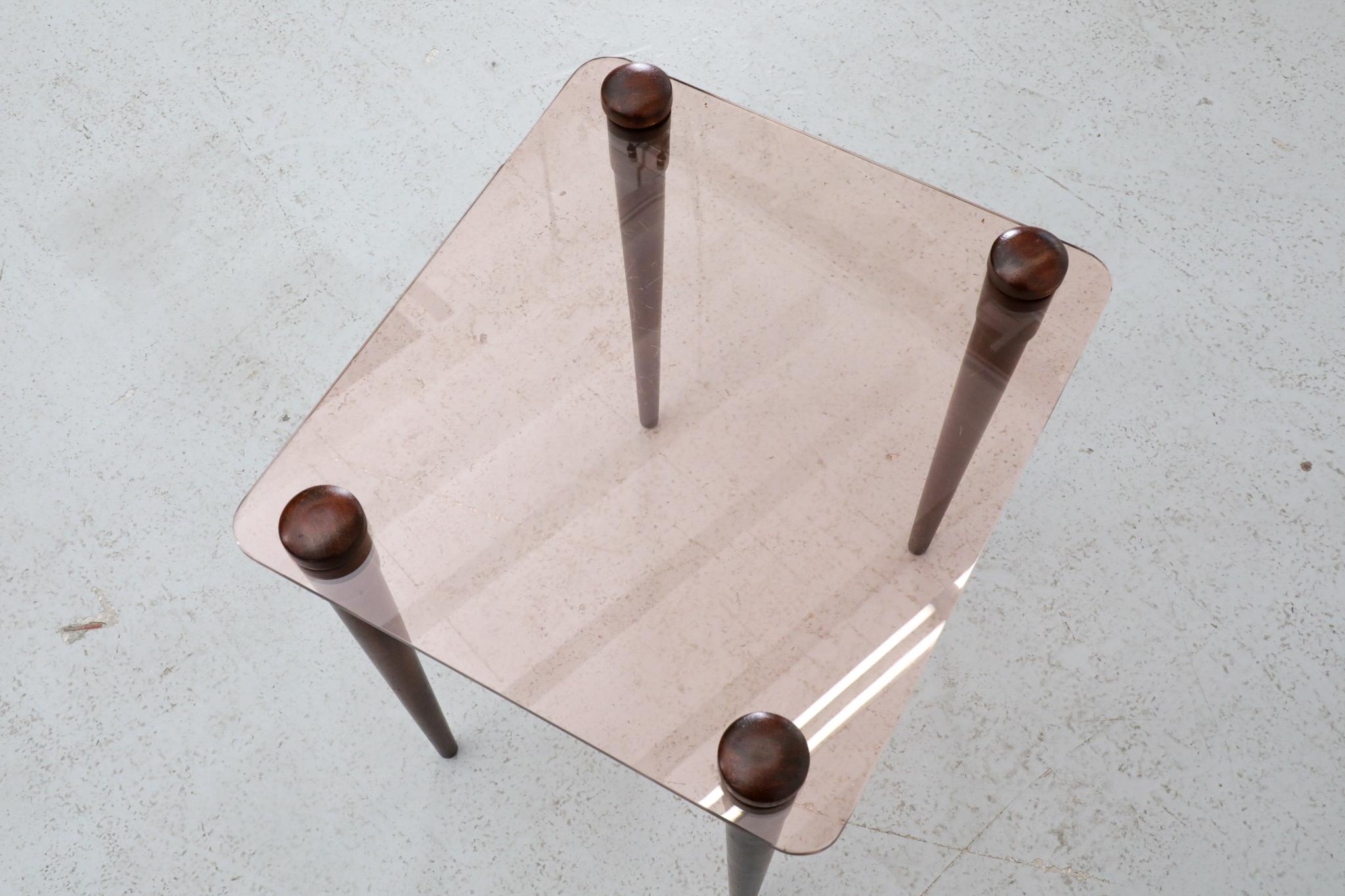 Enrico Paolucci Stil Rose Glas und Holz Beistelltisch 11