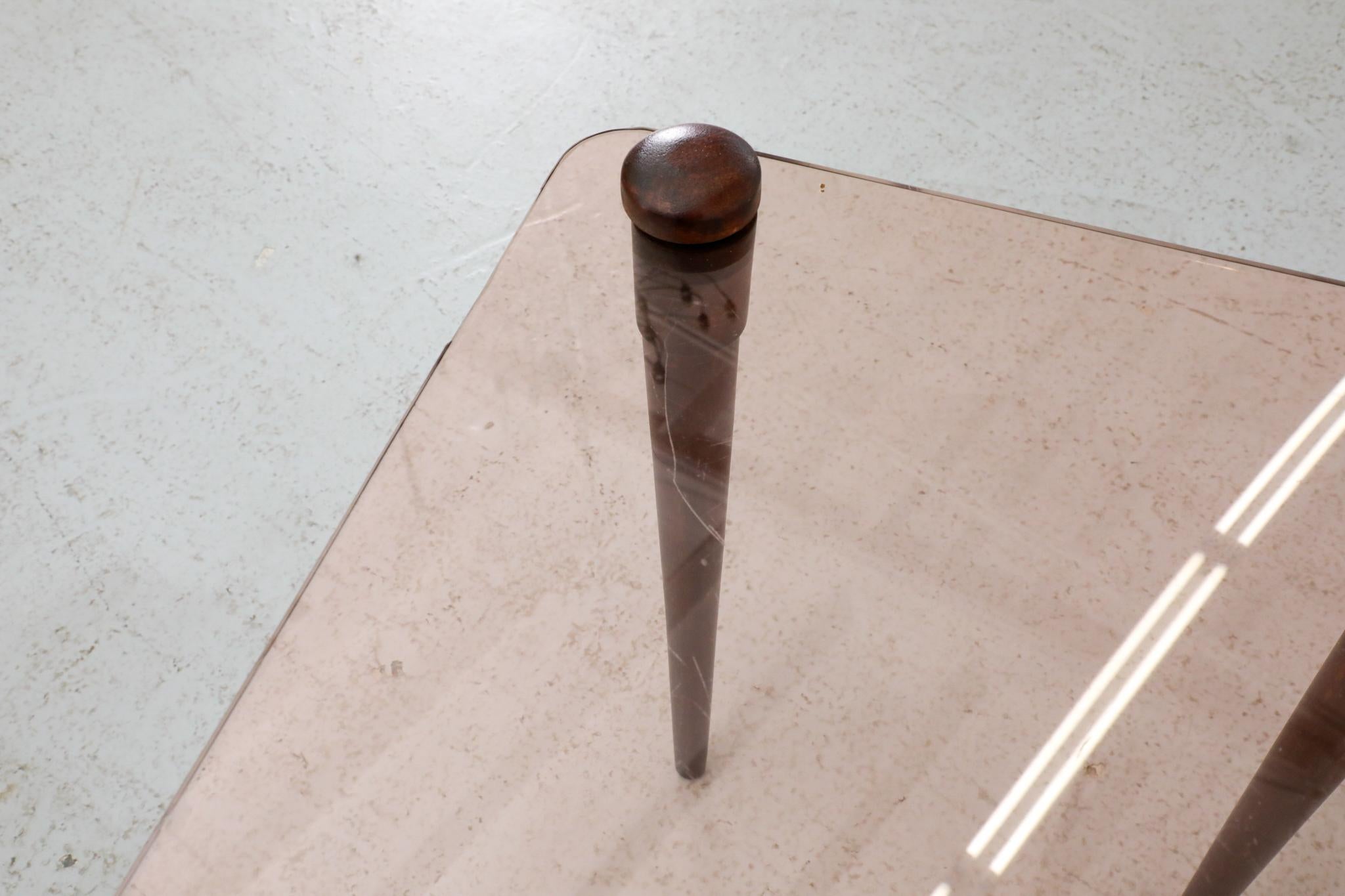 Enrico Paolucci Stil Rose Glas und Holz Beistelltisch 12