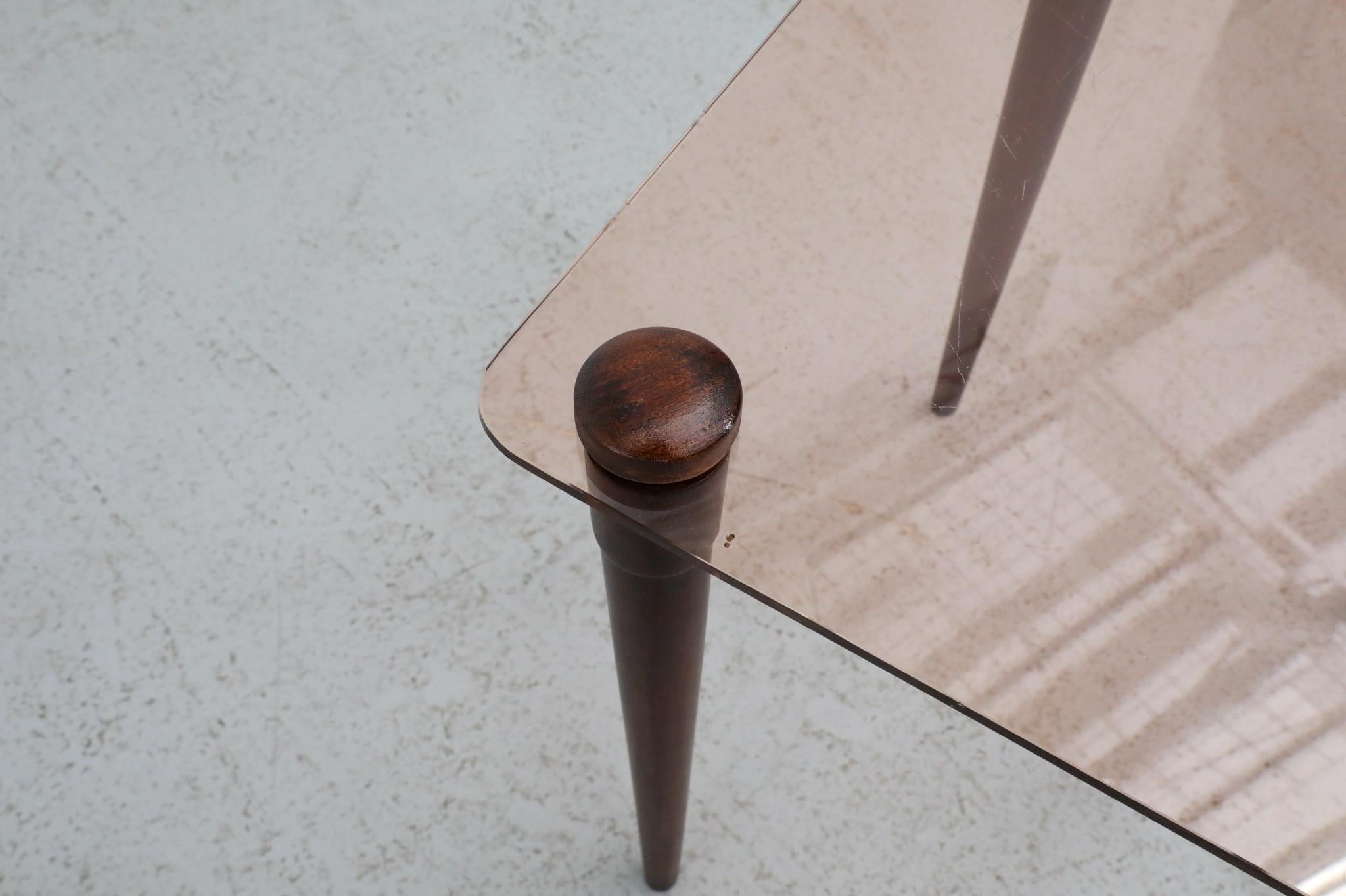 Enrico Paolucci Stil Rose Glas und Holz Beistelltisch 13