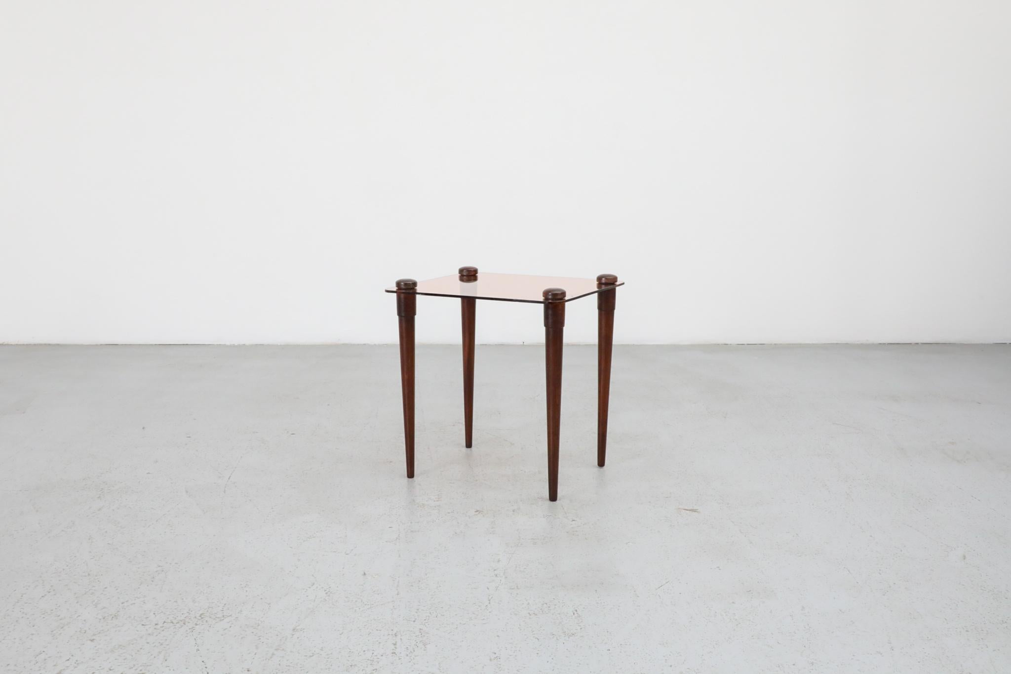 Enrico Paolucci Stil Rose Glas und Holz Beistelltisch (Europäisch)