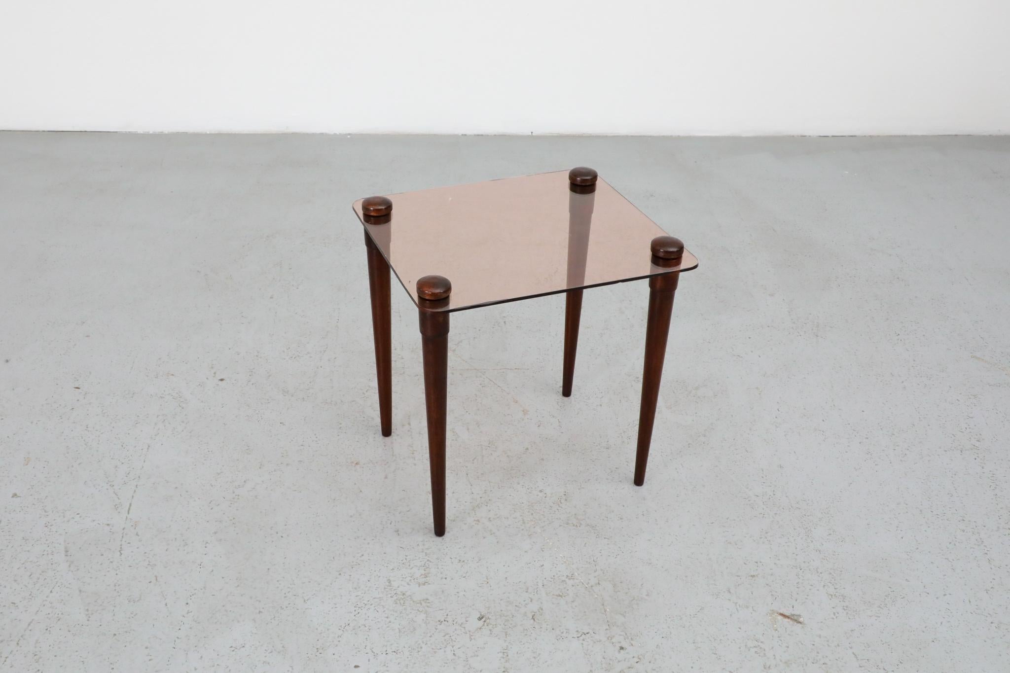 Enrico Paolucci Stil Rose Glas und Holz Beistelltisch 2