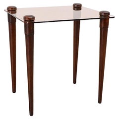 Enrico Paolucci Stil Rose Glas und Holz Beistelltisch