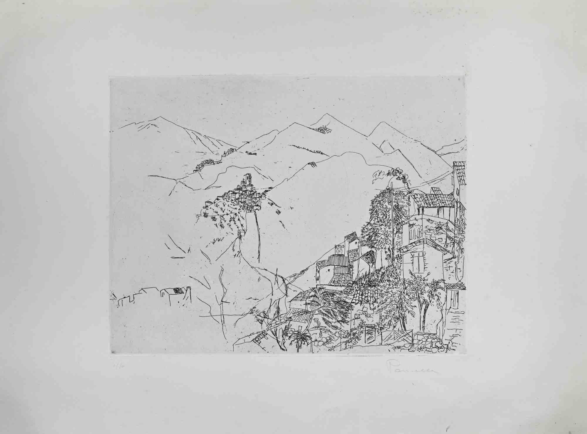 Landscape is an artwork realized by Enrico Paulucci (1901-1999) in the middle of 20th century.

Etching and drypoint on paper.

Edition of 20.

Good condition except for some diffused foxing.