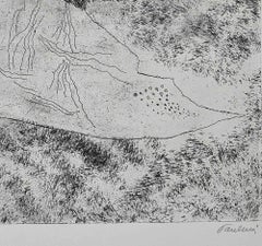 Landscape -  Etching by Enrico Paulucci - Mid 20th Century