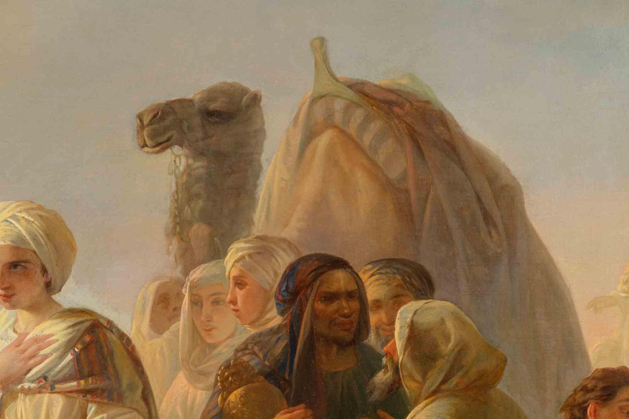 Le mariage de Rebecca et Isaac - Peinture à l'huile par E. Savini - Milieu du XIXe siècle - Moderne Painting par Enrico Savini