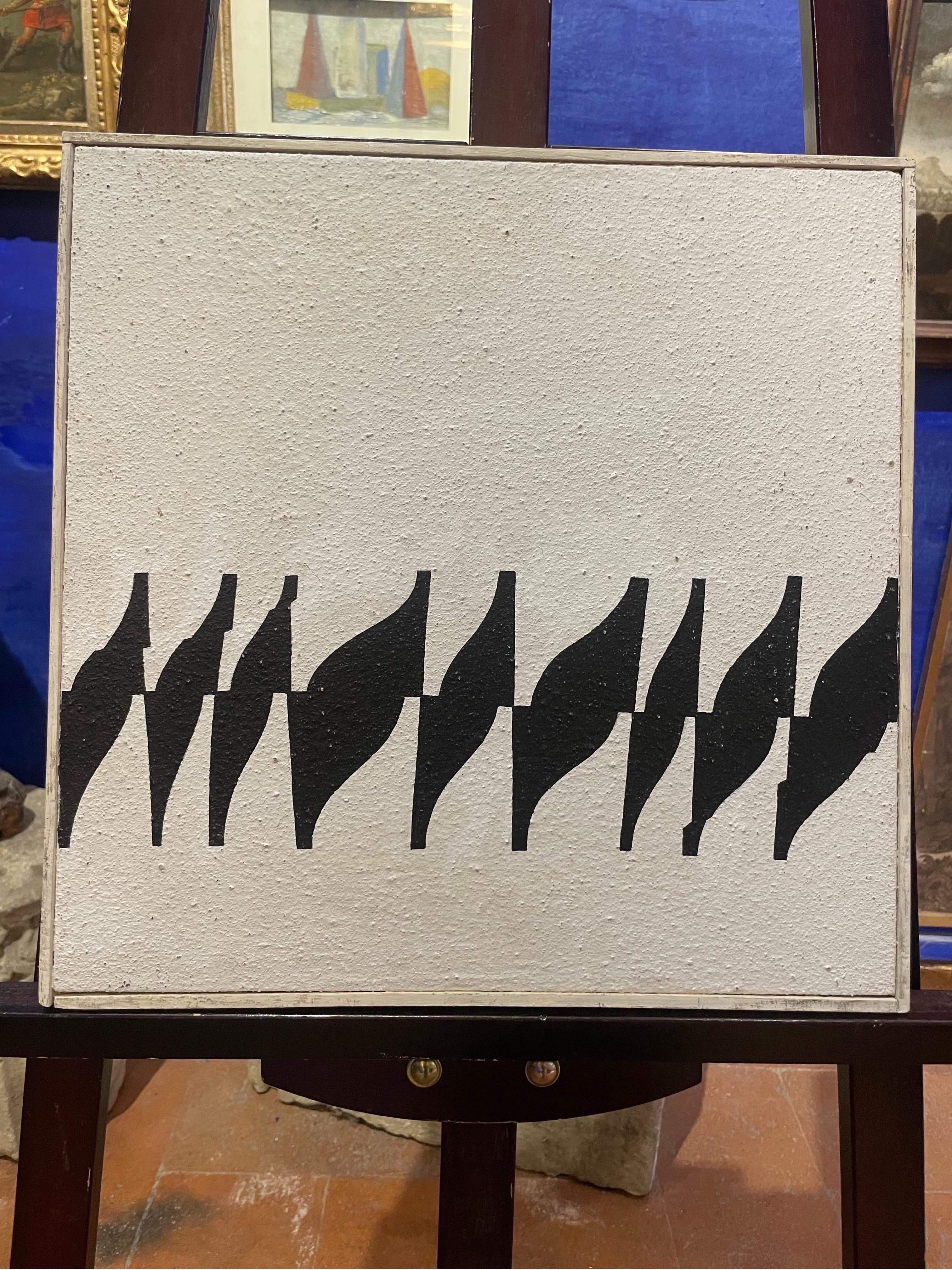 Enrico Sirello, 1974 – Optical Abstract Composition with Repeated Black Modules im Angebot 1